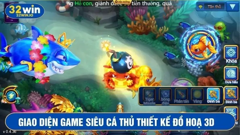 Giao diện game bắn cá được thiết kế 3D cực cuốn